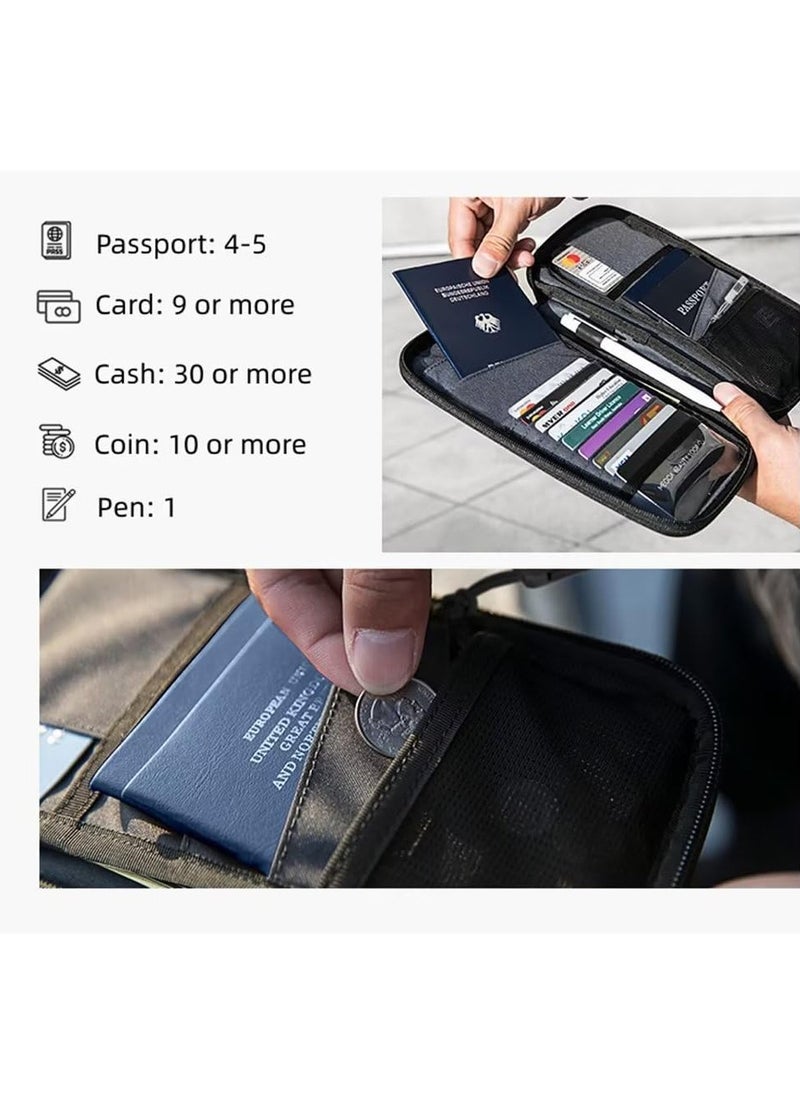 Excefore - Family Passport Holder Travel Wallet, RFID Blocking Travel Document Organiser Passport Cover, Ideal for Keeping Your Passport, ID Cards, Flight Tickets, and Money Safe and Secure, Black - Image 1