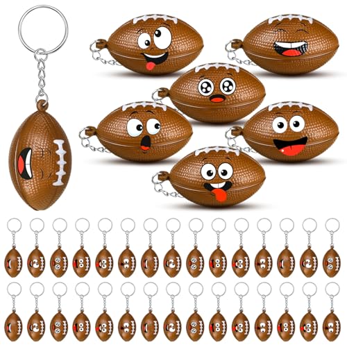 Arrowbash 30 Pcs Football Party Favors Sports Party Supplies for Boys Girls Funny Mini Face Stress Ball Keychains Cute Relief Balls for Football Lovers Team Prizes Anxiety Relief Sport Sport Favors - Image 1