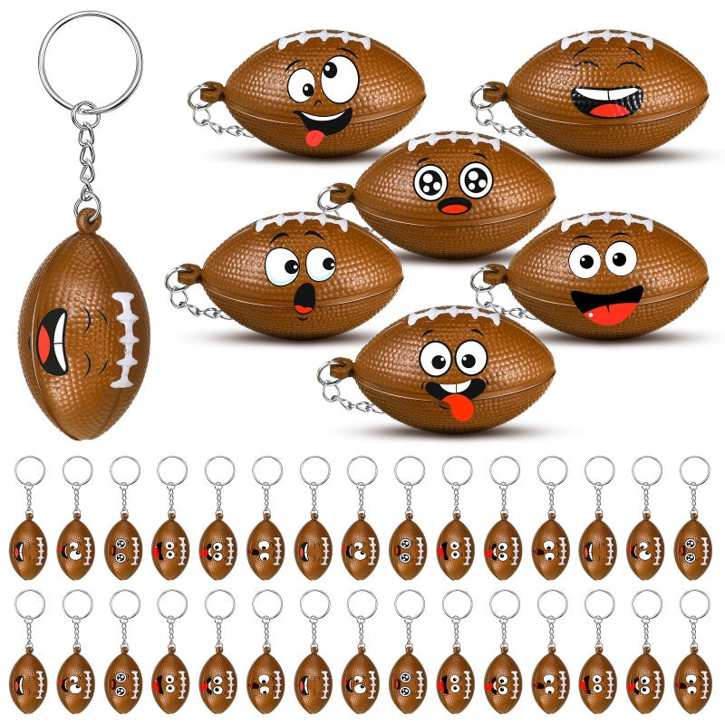 Arrowbash 30 Pcs Football Party Favors Sports Party Supplies for Boys Girls Funny Mini Face Stress Ball Keychains Cute Relief Balls for Football Lovers Team Prizes Anxiety Relief Sport Sport Favors - Image 3