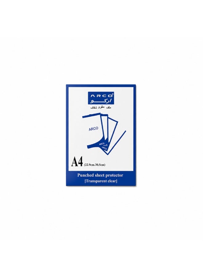 ARCO Punched Sheet Protector A4, 100 Micron, Transparent Clear