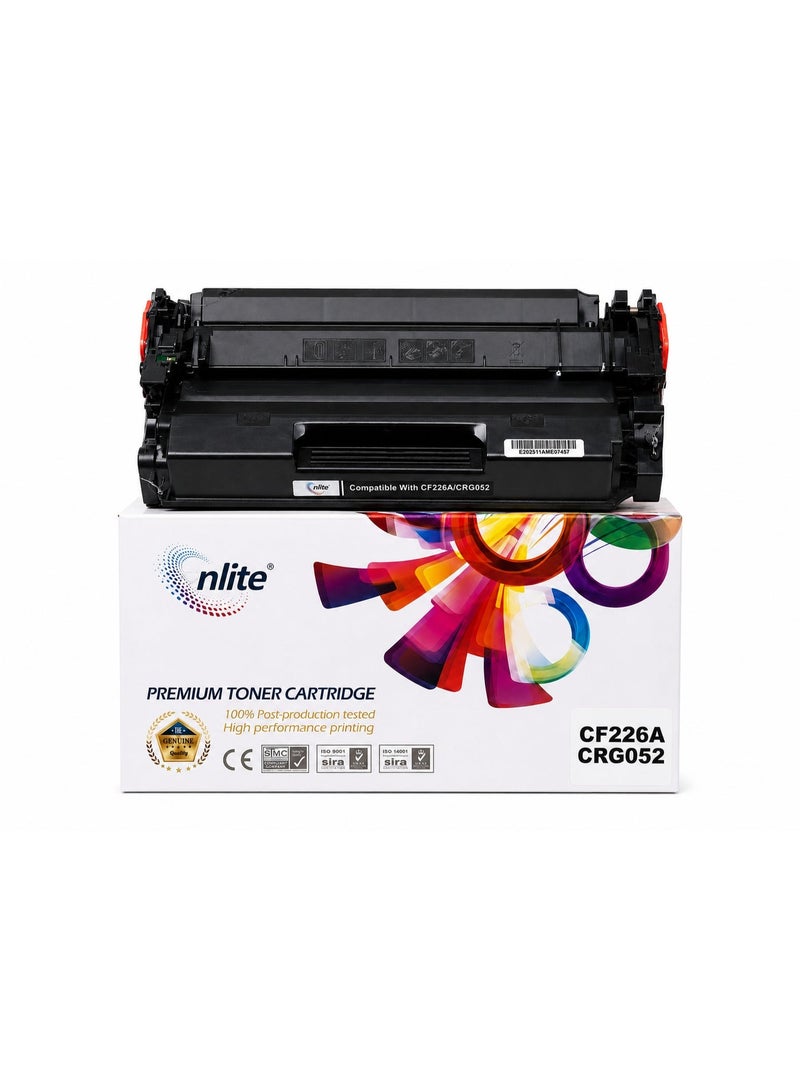 إنلايت خرطوشة حبرعالية الجودة متوافقة مع  CF226A (26A) / CRG052 أسود لطابعات HP LaserJet Pro و Canon i-SENSYS - Image 1