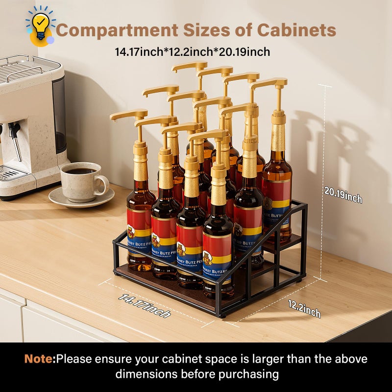 kimilus Coffee Syrup Organizer Rack, Liquor Bottle Display Shelf, 3 Tier 12 Syrup Bottles Holder Stand for Coffee Bar Kitchen Small Wine Rack for Family Storage for Syrup Wine Dressing - Image 4