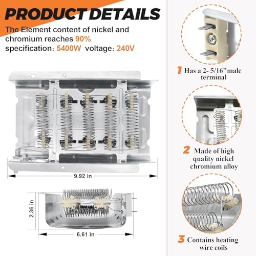 Beaquicy 2025 Upgraded 279838 W10724237 Dryer Heating Element by Beaquicy - Fit for Whirlpool Cabrio Kenmore Maytag Amana Dryer - Includes 279816 Thermal Fuse and Thermostat Kit & 3392519 Dryer Thermal Fuse - Image 2