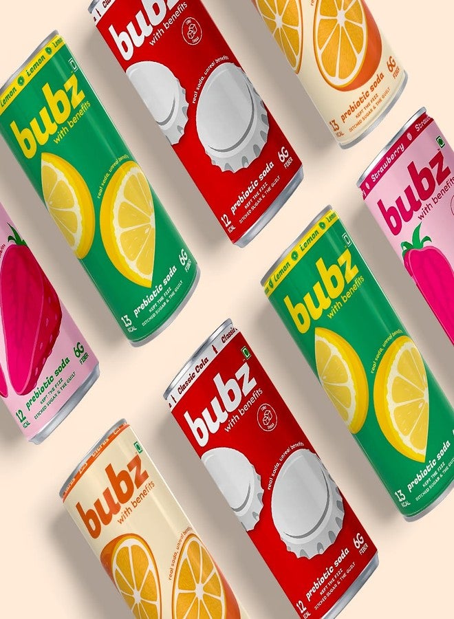 Bubz Multiflavour Variety Pack Prebiotic Soda | 6g Prebiotic Fiber | 0g Added Sugar | Naturally Sweetened by Monk Fruit | Pack of 4 (250ml) - Image 3