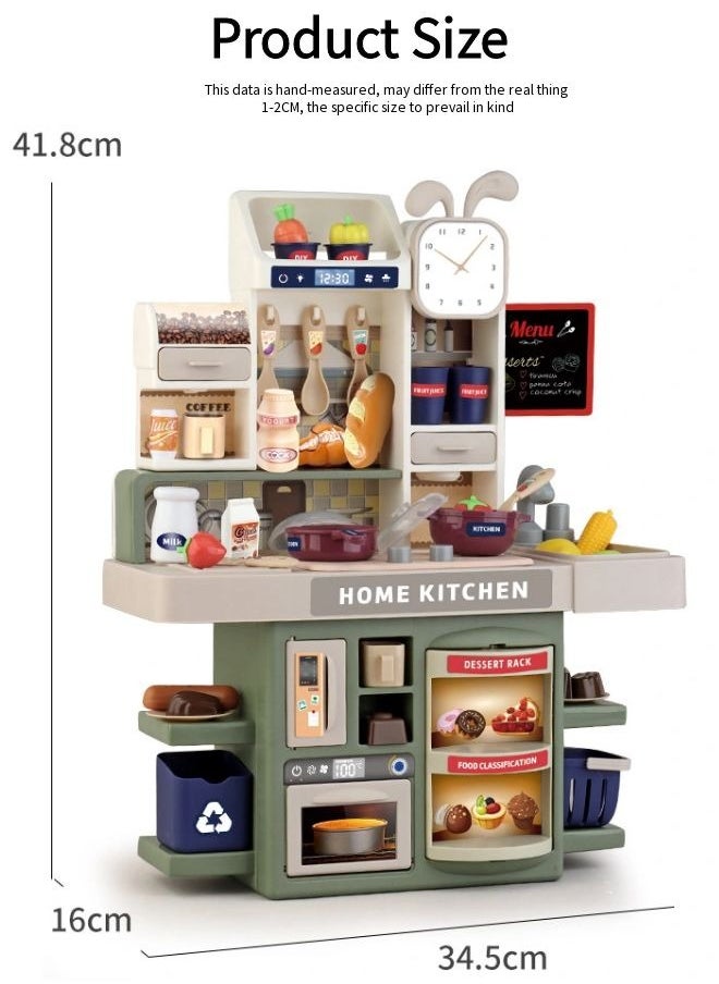 Children's play house kitchen toy set, simulation spray kitchenware, with lights, with 37 accessories + simulation kitchen*1