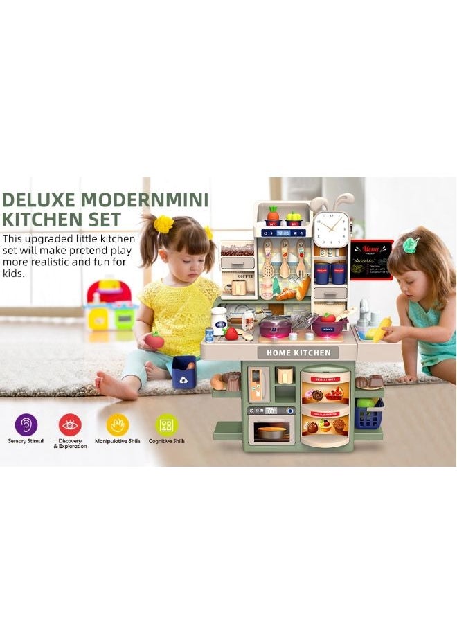 Children's play house kitchen toy set, simulation spray kitchenware, with lights, with 37 accessories + simulation kitchen*1