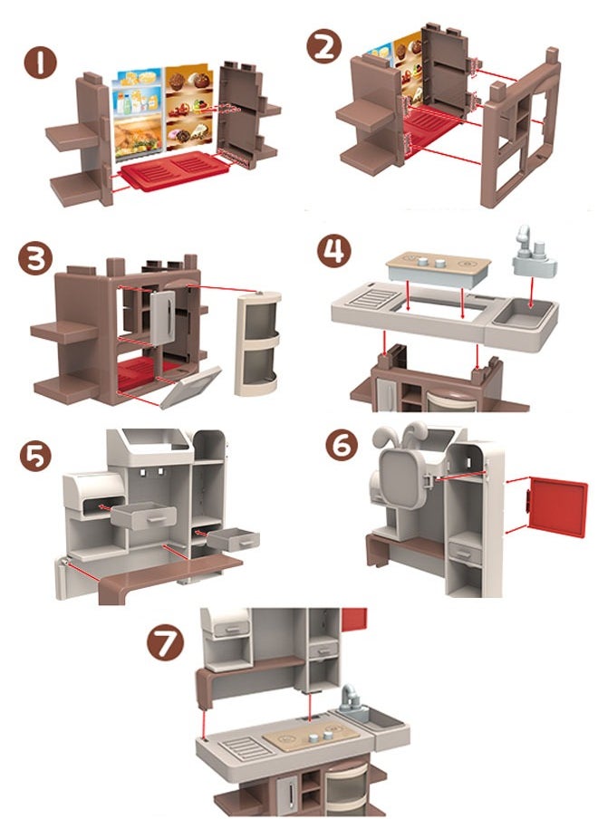 Children's play house kitchen toy set, simulation spray kitchenware, with lights, with 37 accessories + simulation kitchen*1