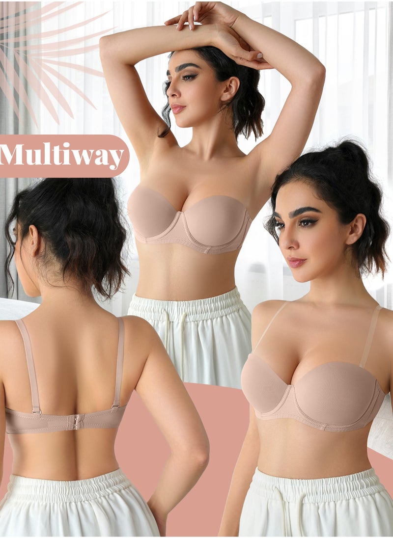 Generic 3Pcs Women Everyday Strapless Bra Underwire support non slip bra comfortable fabric  - Image 4