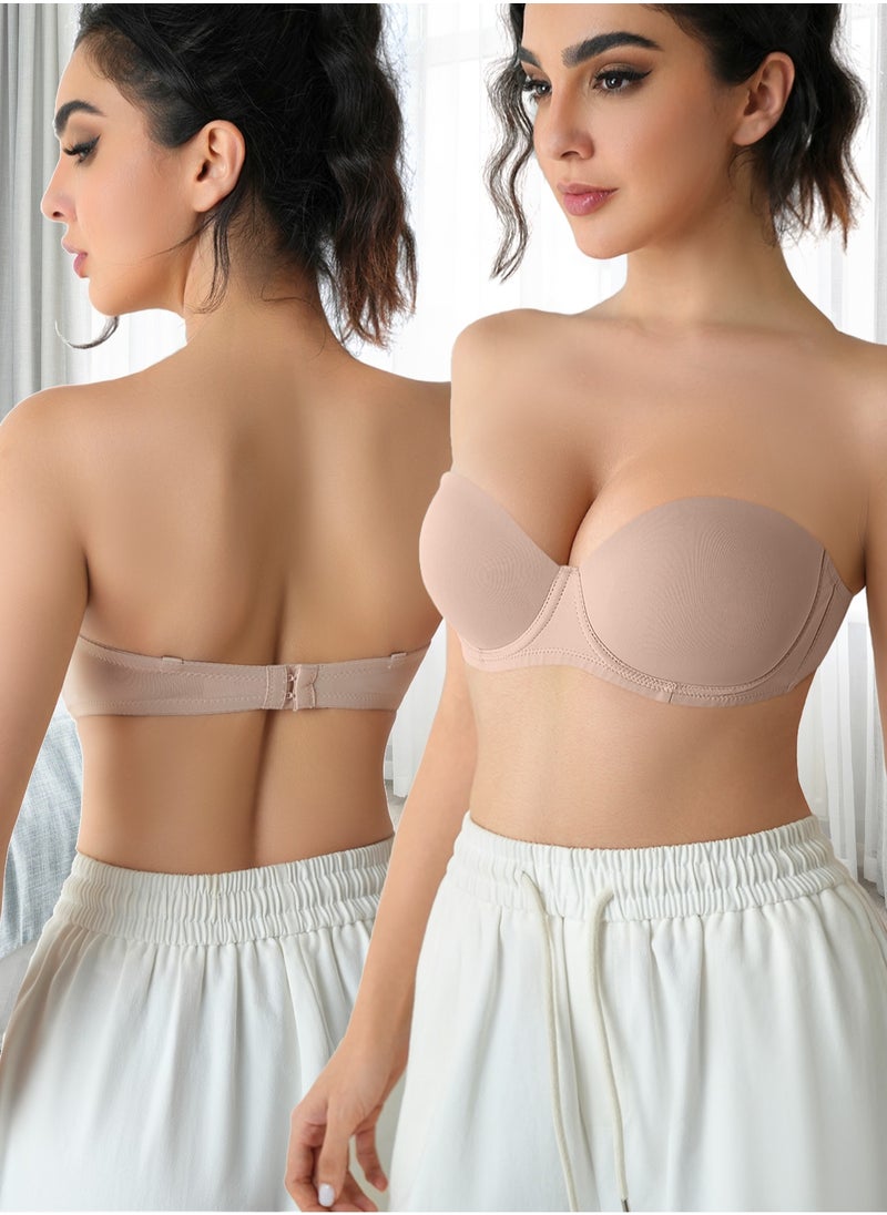 Generic 3Pcs Women Everyday Strapless Bra Underwire support non slip bra comfortable fabric  - Image 5