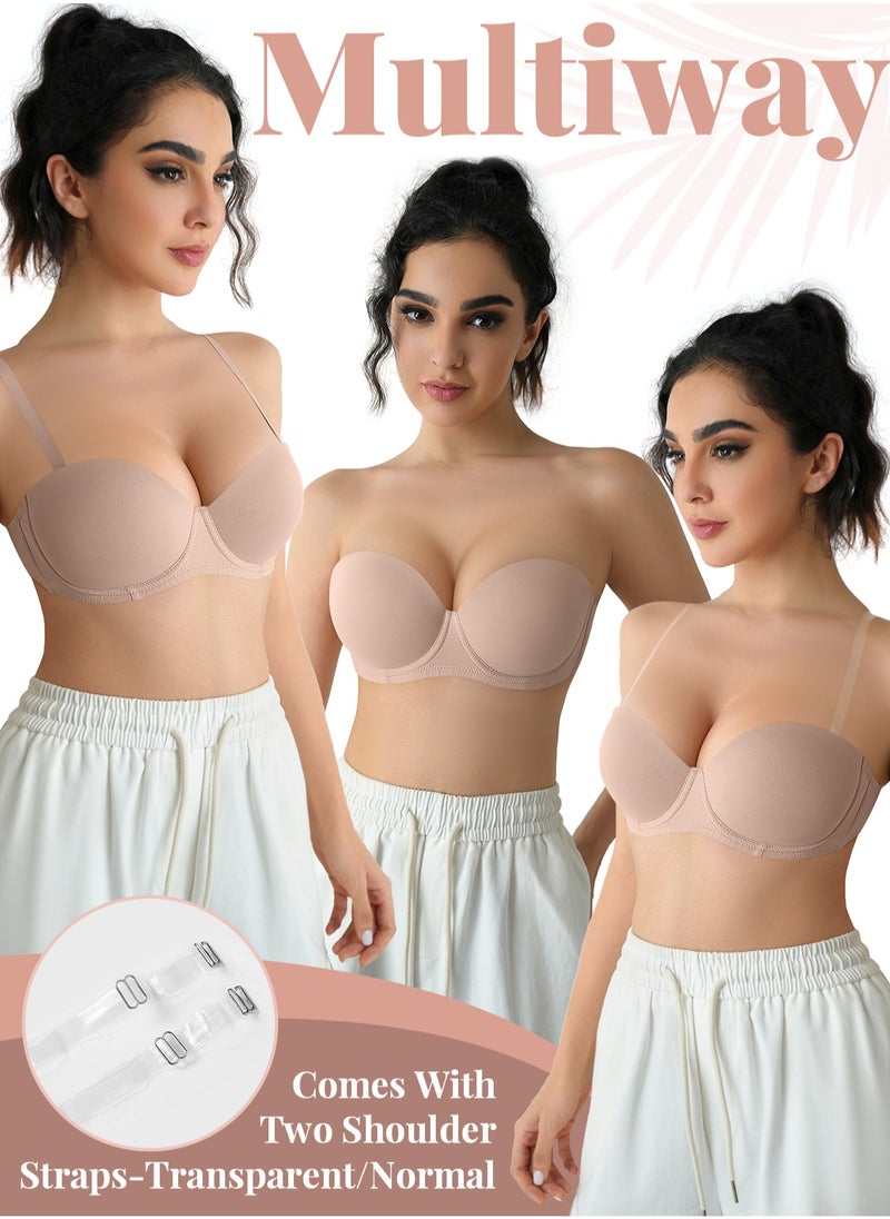 Generic 3Pcs Women Everyday Strapless Bra Underwire support non slip bra comfortable fabric  - Image 3