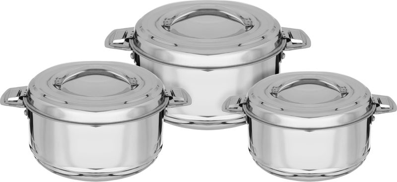 Alsaif Gallery Al Saif Gallery Steel Food Container Set, 3 Pieces - Silver - Image 1