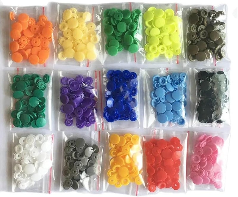 أزرار ملابس بلاستيكية برتقالية ذات ضغط زر 200 مجموعة أزرار خياطة مستديرة 50 مجموعة - Image 2