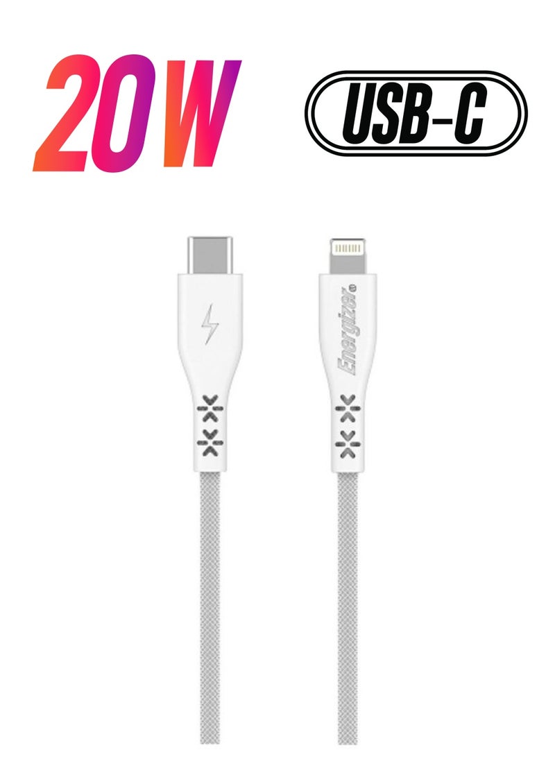 Hardcase iPhone 14 Charger Cable 1.2M[MFi Certified] USB C To Lightning Cable Fast Charging Power Delivery PD 20W iPhone Cable For iPhone 14/14 Pro/14 Plus/14 Pro Max, iPad Pro, iPhone 8-13 All Series White