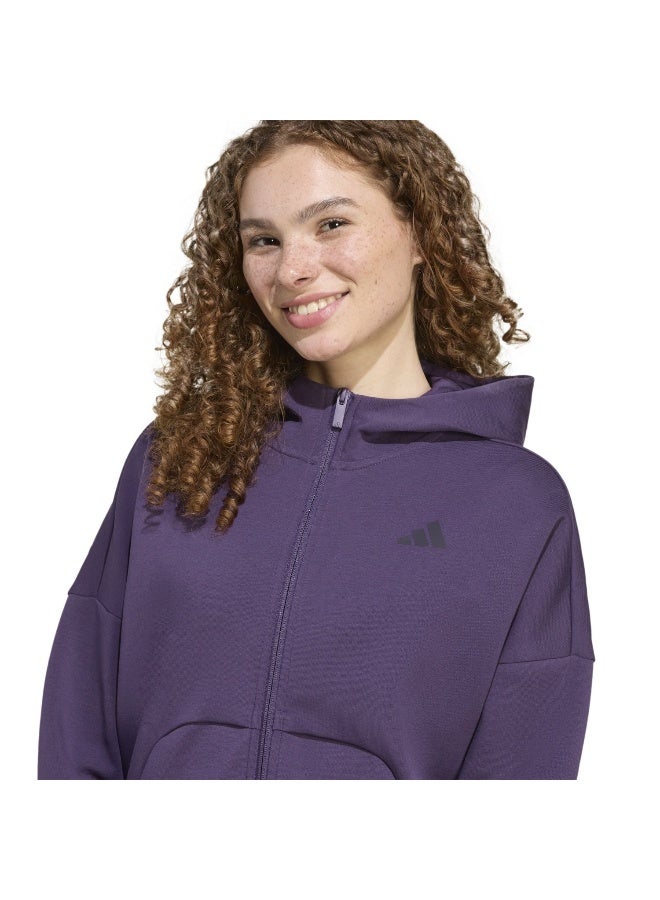 Adidas W Fi Sl Fz Hd Purple Training Track Tops For Women XS - Image 5