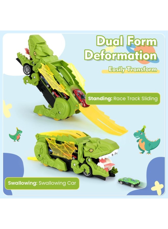 عام مجموعة شاحنات ديناصورية، مجموعة مسارات سباق سيارات ديناصورية متحولة مع 6 سيارات، ألعاب أطفال بعمر 3-8 سنوات. - Image 2