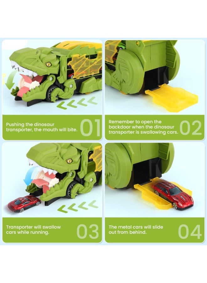 عام مجموعة شاحنات ديناصورية، مجموعة مسارات سباق سيارات ديناصورية متحولة مع 6 سيارات، ألعاب أطفال بعمر 3-8 سنوات. - Image 4