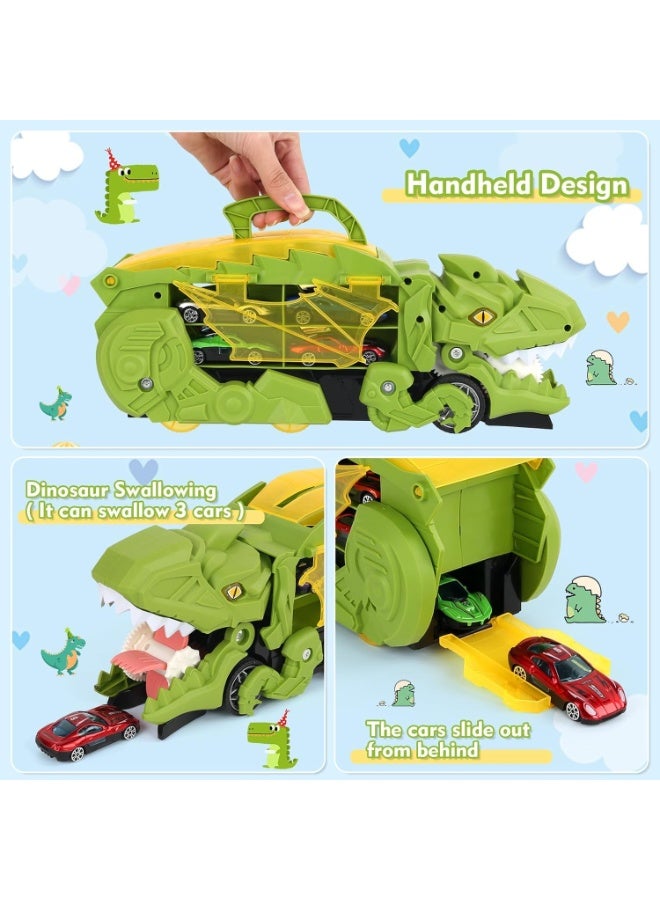 عام مجموعة شاحنات ديناصورية، مجموعة مسارات سباق سيارات ديناصورية متحولة مع 6 سيارات، ألعاب أطفال بعمر 3-8 سنوات. - Image 3