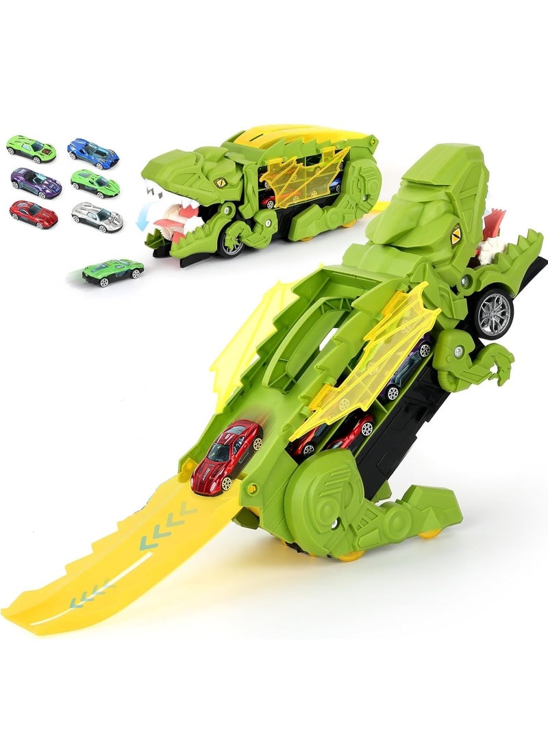 عام مجموعة شاحنات ديناصورية، مجموعة مسارات سباق سيارات ديناصورية متحولة مع 6 سيارات، ألعاب أطفال بعمر 3-8 سنوات. - Image 1