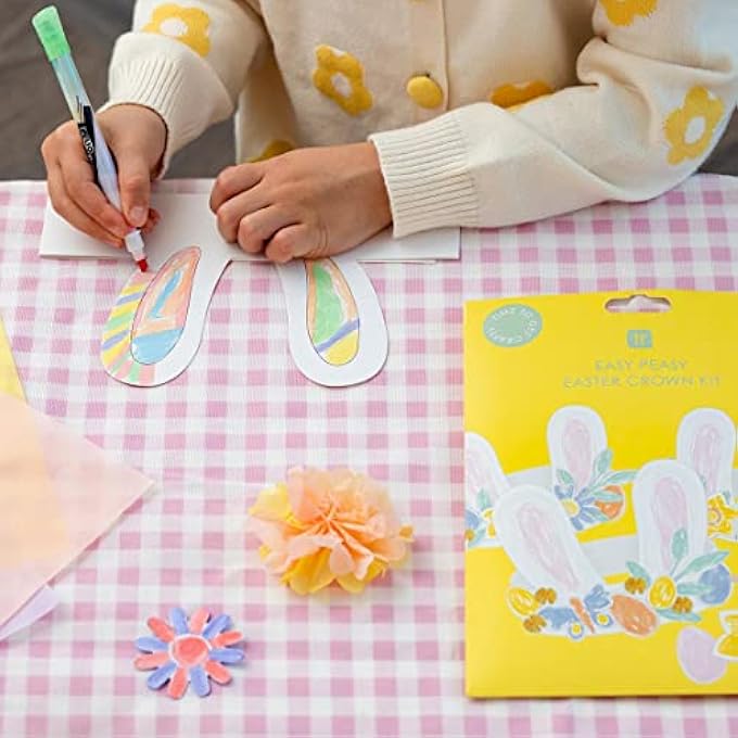 EASTER BUNNY EARS HEADBAND CRAFT KIT FOR KIDS - PACK OF 6 | COLOUR IN CROWN BONNET AND DECORATE WITH TISSUE PAPER, CHILDREN ART SUPPLIES CREATIVE GIFT - Image 5