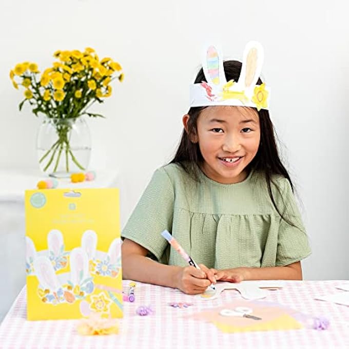 EASTER BUNNY EARS HEADBAND CRAFT KIT FOR KIDS - PACK OF 6 | COLOUR IN CROWN BONNET AND DECORATE WITH TISSUE PAPER, CHILDREN ART SUPPLIES CREATIVE GIFT - Image 2