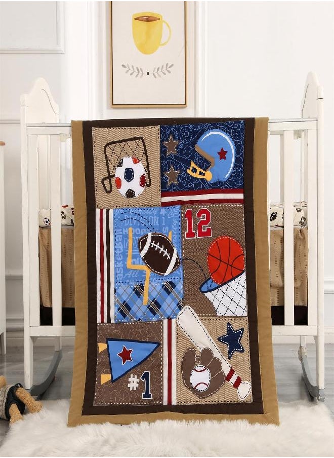 Wowelife - Wowelife Crib Bedding Set for Boys and Girls Sports, Premium 3-Piece Baby Bedding Set Brown, Baby Crib Bed Set Baseball, Breathable and Soft - Image 1