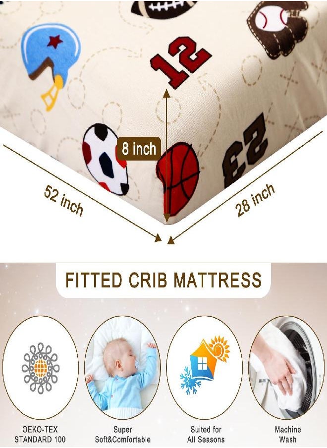 Wowelife - Wowelife Crib Bedding Set for Boys and Girls Sports, Premium 3-Piece Baby Bedding Set Brown, Baby Crib Bed Set Baseball, Breathable and Soft - Image 1