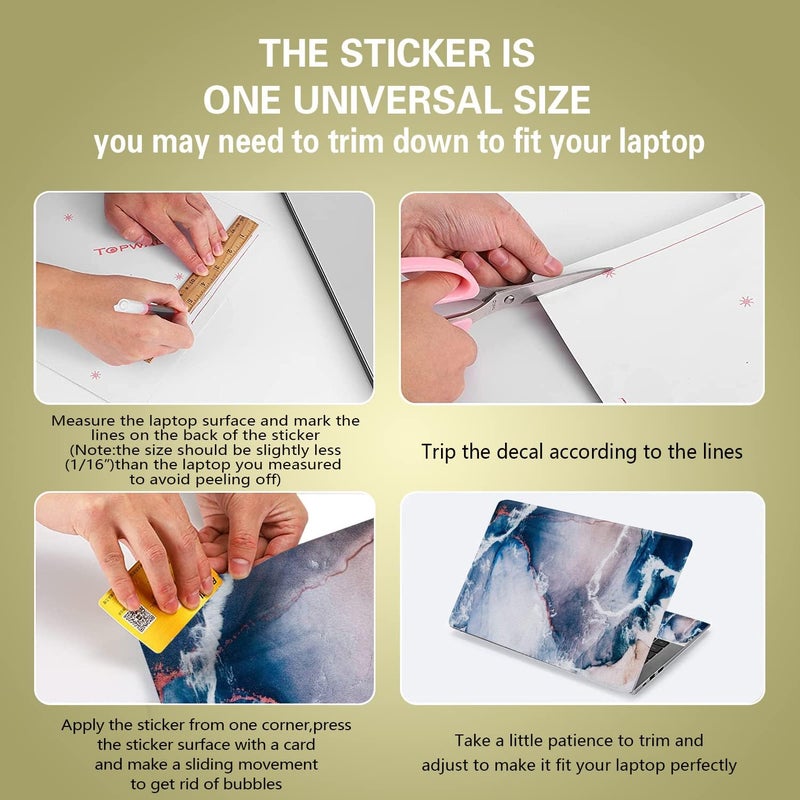 ICOLOR Laptop Skin Sticker Decal 12 13 13.3 14 15 15.4 15.6 inch Personalized Universal Notebook Vinyl Skin Stickers Cover Art Decal Computer Protector (DarkBlueMarble) - Image 5