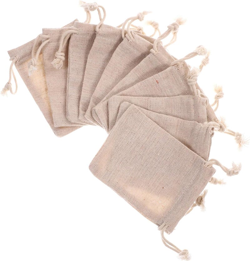كلاراكو أكياس قهوة من الخيش من كلاركو، 10 قطع، أكياس هدايا من الكتان والجوت برباط، هدايا حفلات، أكياس كتان برباط، أكياس هدايا من القماش، أكياس كتان برباط، حقيبة جوت صغيرة، مجوهرات صغيرة صفراء 4x