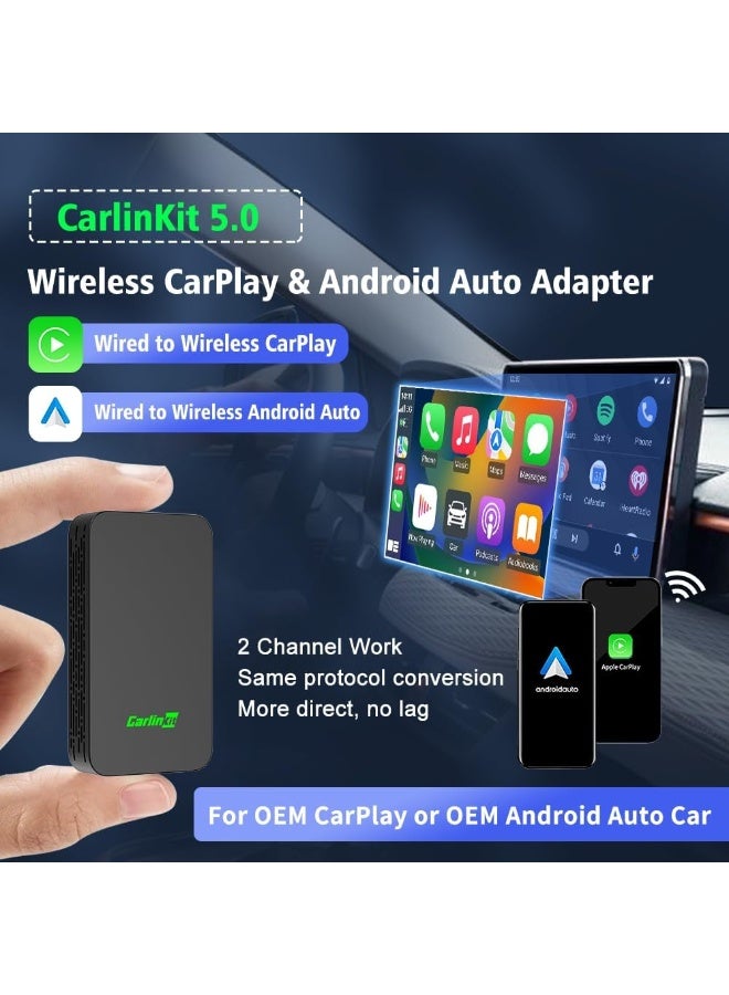 CarlinKit 5.0 C2Air 2-In-1 CarPlay Android Auto Wireless Adapter For Wired CarPlay Android Auto Cars Online Upgrade Plug & Play - Image 2