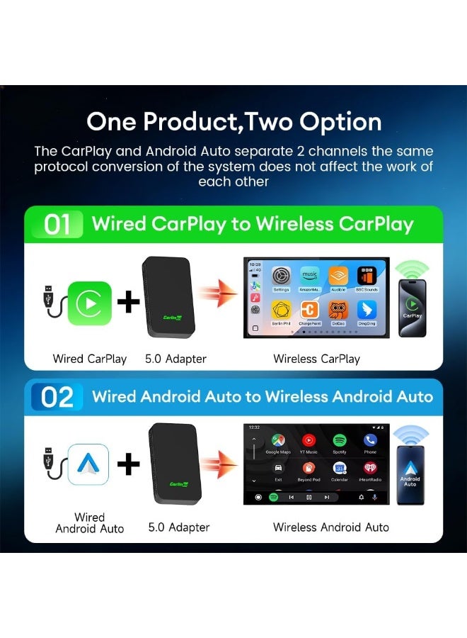 CarlinKit 5.0 C2Air 2-In-1 CarPlay Android Auto Wireless Adapter For Wired CarPlay Android Auto Cars Online Upgrade Plug & Play - Image 3