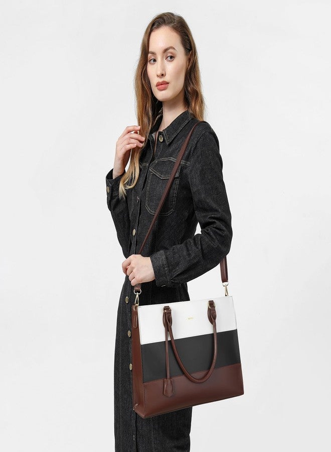 Keyli 3pcs Sets Laptop Bag for Women,15.6 Work Tote Bags Waterproof Leather Business Computer Briefcase with Clutch Purses Casual Shoulder Handbag Messenger Bag for Travel Office Khaki - Image 4