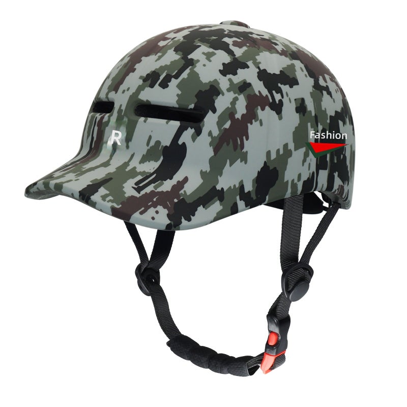 In-Mold Urban Bike Helmet – One-Piece Molded Lightweight Casual Cycling Helmet with Baseball Brim, Ventilated EPS Foam for E-Bike, Scooter, Skateboarding & Roller  Skating