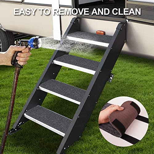ESUDNT RV Step Covers 4 Pack RV Step Rug, RV Stair Covers Carpets for Mobile Home, Camper, 24 inch Wide (24”*7.5”, Black) - Image 5