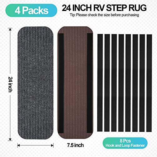 ESUDNT RV Step Covers 4 Pack RV Step Rug, RV Stair Covers Carpets for Mobile Home, Camper, 24 inch Wide (24”*7.5”, Black) - Image 2