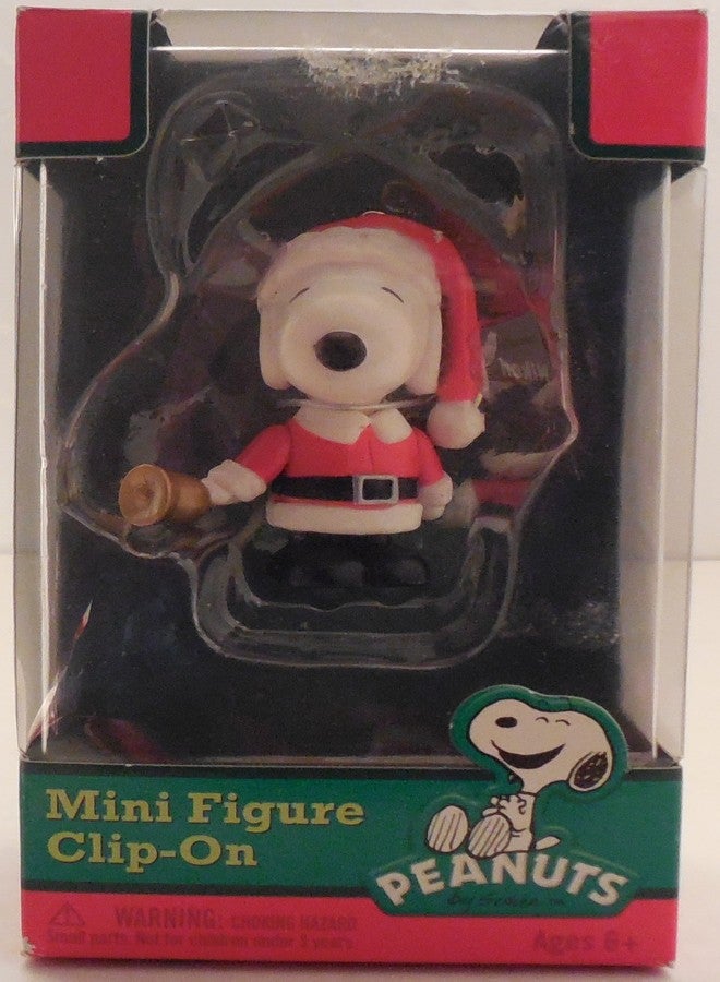 PEANUTS Snoopy Mini Christmas Clip on Figure (Snoopy as Santa) 2"