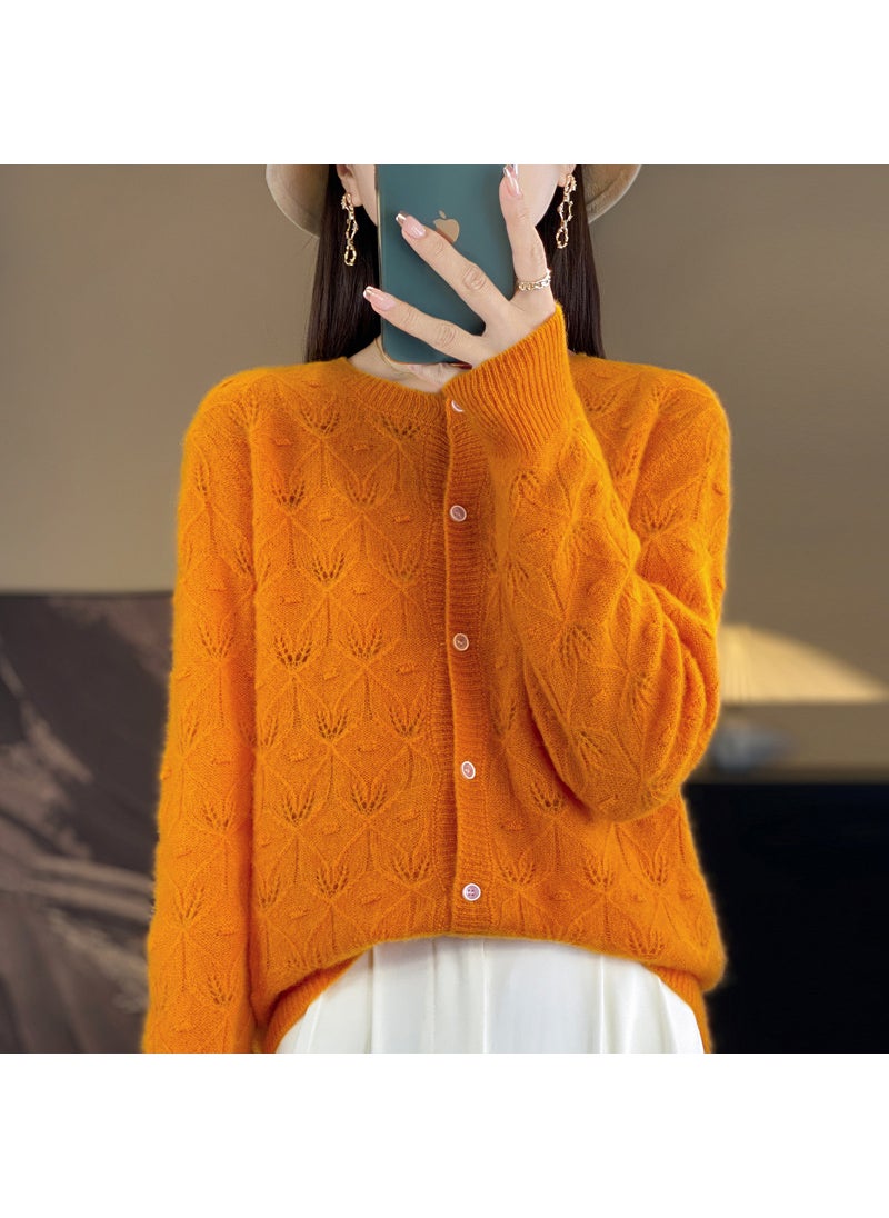 Generic - Long Sleeve Knit Wool Jacket Lemon yellow - Image 1
