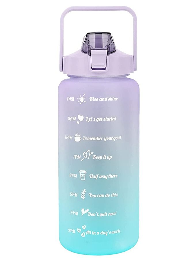 فينسوك كبير زجاجة المياه مع الوقت علامة مشجعة سترو ، مناسبة لبناء الجسم ، وصالة رياضية ، في الهواء الطلق ممارسة ( 2 لتر ) ، الأرجواني - Image 1