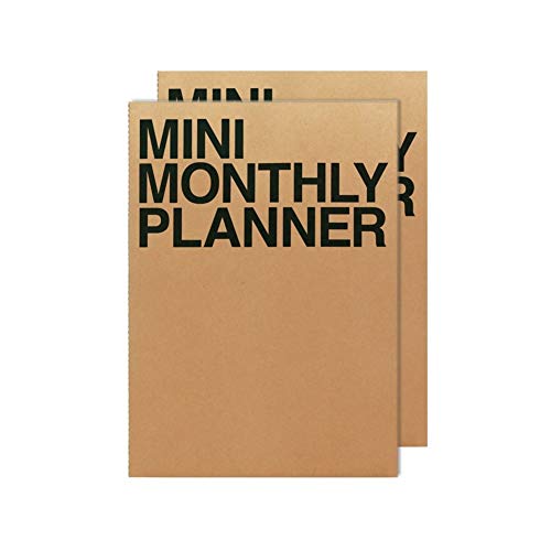 JSTORY Mini Monthly Planner Set of 2 Stitch Bound Flat Lay Pocket Size Year Round Flexible Cover Goal/Time Organizer Thick Paper Eco Friendly Customizable A7 16 Months 150 GSM 18 Sheets Each Kraft - Image 1