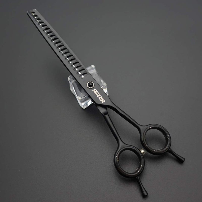 Smithking 7.0 inches Professional Dog Grooming Scissors Set Straight & thinning & Curved & chunkers & comb 5pcs in 1 Set for left-handed & right handed Black - Image 4
