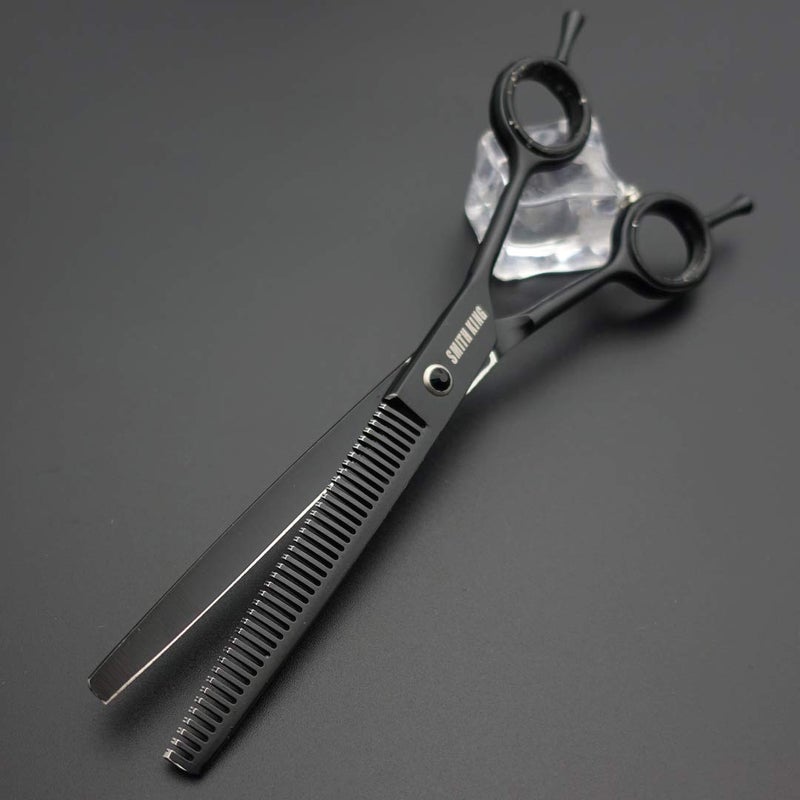 Smithking 7.0 inches Professional Dog Grooming Scissors Set Straight & thinning & Curved & chunkers & comb 5pcs in 1 Set for left-handed & right handed Black - Image 5