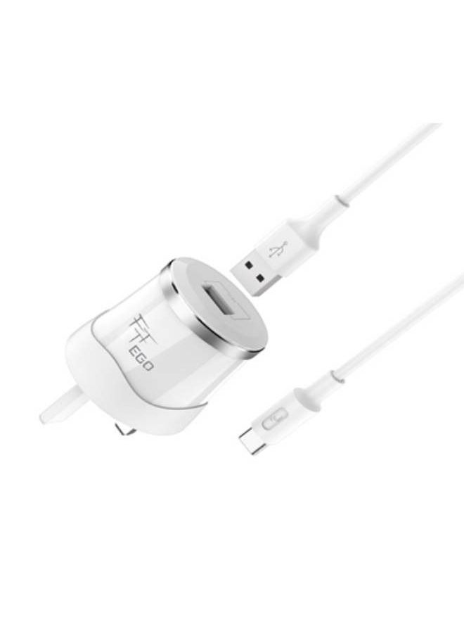 Ego - EGO Dignity single port charger set(Type-CC37B-TC )One USB port ,with Type C cable , White Color - Image 1