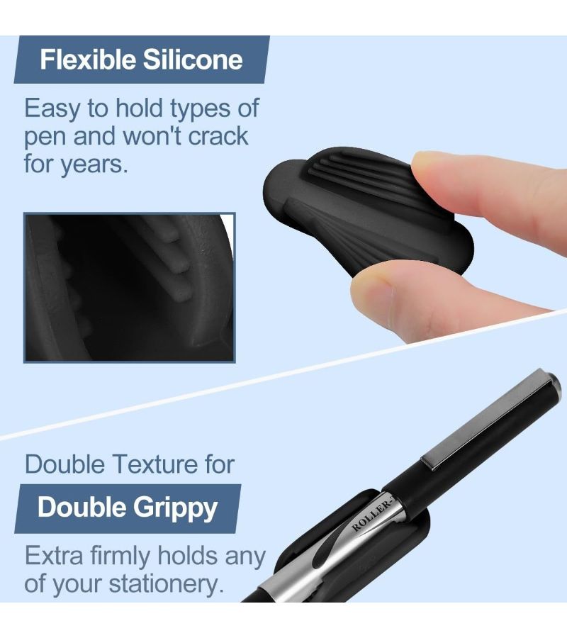 Set Of 15 Black Silicone Adhesive Pencil Holders For Desk Notebook Wall Organizing Markers - Image 2