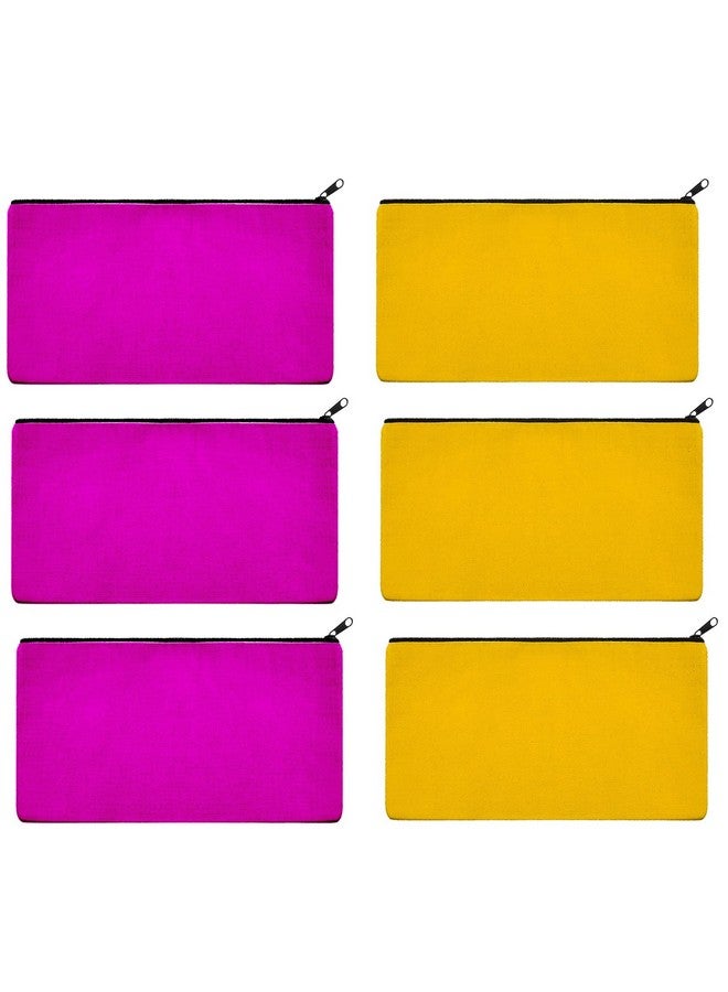 ليفي حقيبة مستحضرات تجميل من القماش من Lify DIY Craft Blank Bag مزودة بسحاب - حقيبة أقلام متعددة الأغراض من القماش القطني وحقيبة مستحضرات تجميل للسفر، حقيبة أنيقة ومتينة مزودة بسحاب - عبوة من 6 قطع - Image 1