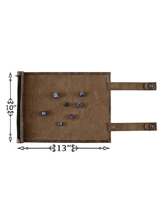 Forged Dice Co. Scroll Dice Tray And Rolling Mat With Zippered Dice Holder Storage Pouch Holds Up To 14 Metal Or Plastic Polyhedral Dice Compatible With Dnd And Dungeons & Dragons Game Dice  - Image 3