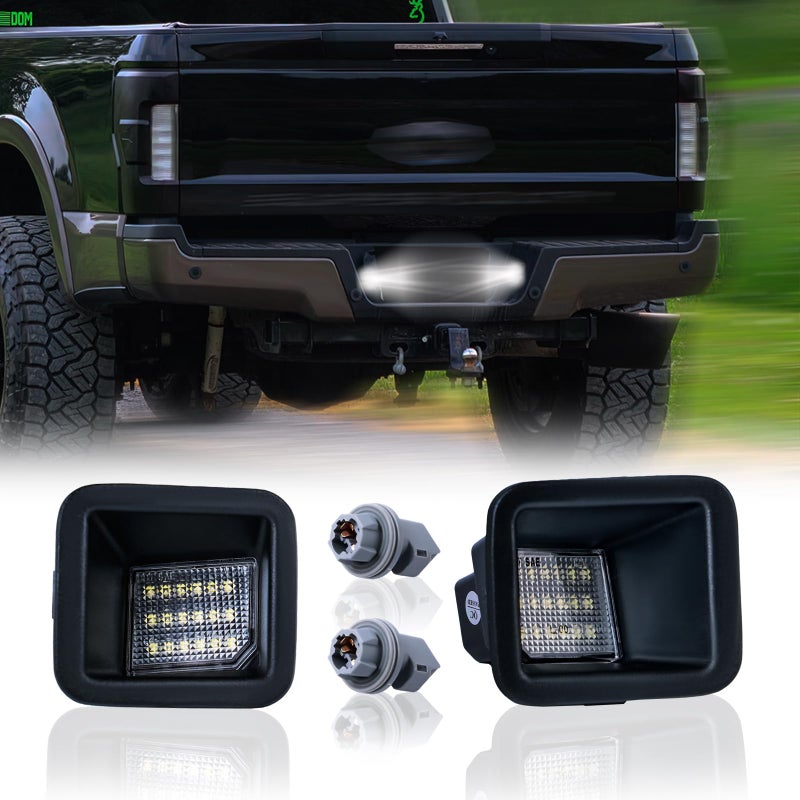 DERMOKA LED License Plate Light For 20172025 Ford F250 F350 F450 Super Duty Pickup Truck Tag Lamp Assembly with Socket 6000K White 2PCS