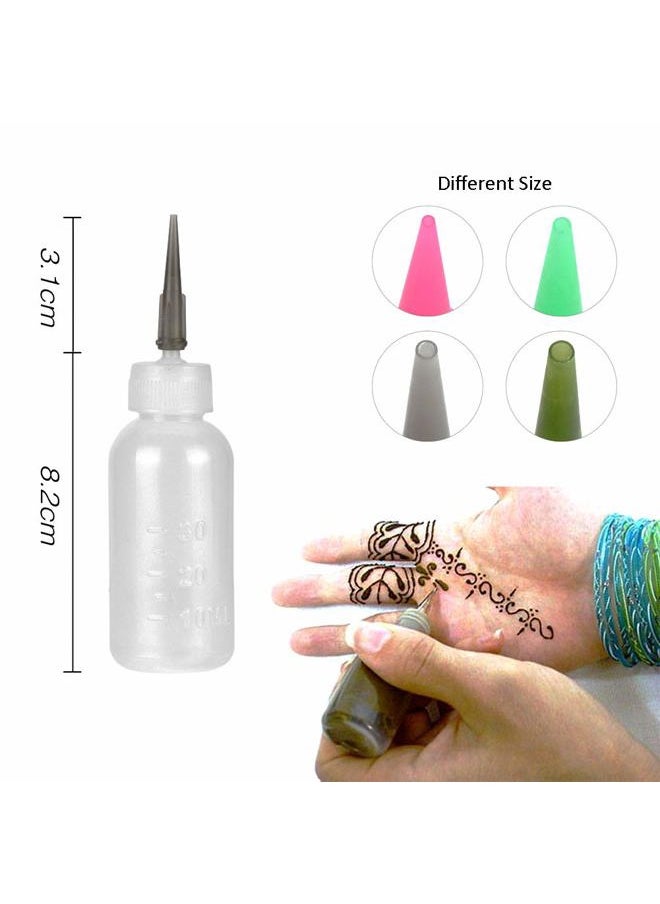 XMASIR - Xmasir Jagua Henna Applicator Bottles Kit for Tattoo Body Paint,Multi Purpose Precision Applicator Set 4 Pcs 1 Oz. Henna Bottle with 4 Pcs Caps 16 Pcs Needle Tips Sizes - Image 1