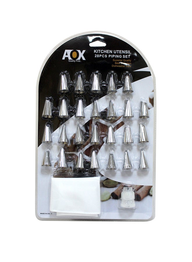 Cc 28-Piece Piping Set Silver 25x30centimeter