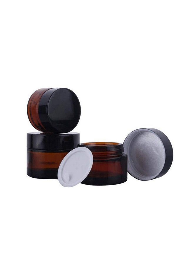 UPSTORE 4Pcs (30Ml/1Oz) Amber Empty Glass Beauty Care Skin Cream Jar Pot With Black Plastic Screw Cap Dispenser Containers Refillable Travel Makeup Sample Vials Bottle For Eye Facial Essence Essential Oil  - Image 2