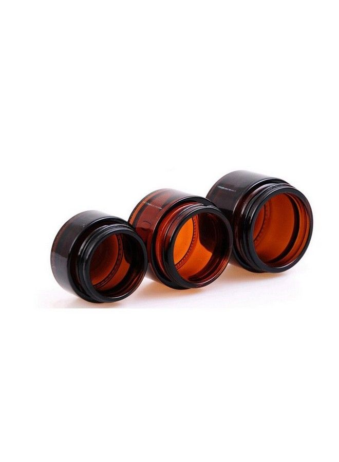 UPSTORE 4Pcs (30Ml/1Oz) Amber Empty Glass Beauty Care Skin Cream Jar Pot With Black Plastic Screw Cap Dispenser Containers Refillable Travel Makeup Sample Vials Bottle For Eye Facial Essence Essential Oil  - Image 5