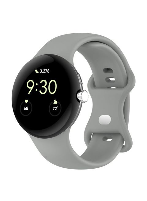 Replacement Strap For Google Pixel Watch 2 Solid Color Silicone Watch Band, Size:L Size Grey